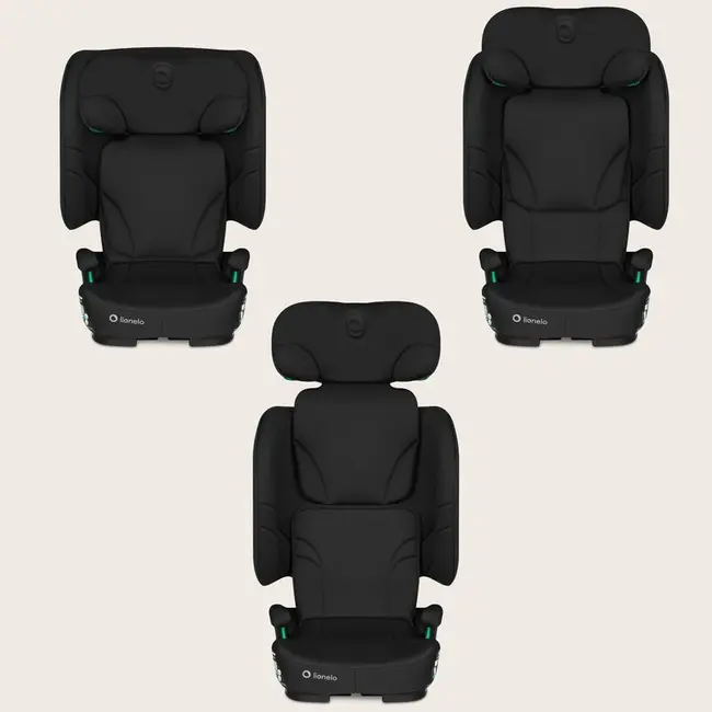 Scaun auto pliabil, Lionelo, Orin, i-Size, 100-150 cm, Tetiera reglabila in 14 pozitii, Spatar in 4 pozitii, Isofix+Top Tether, Sezut ergonomic, Husa transport, Suport sticla, Negru Carbon BYNLO-ORIN_I-SIZE_BLACK_CARBON