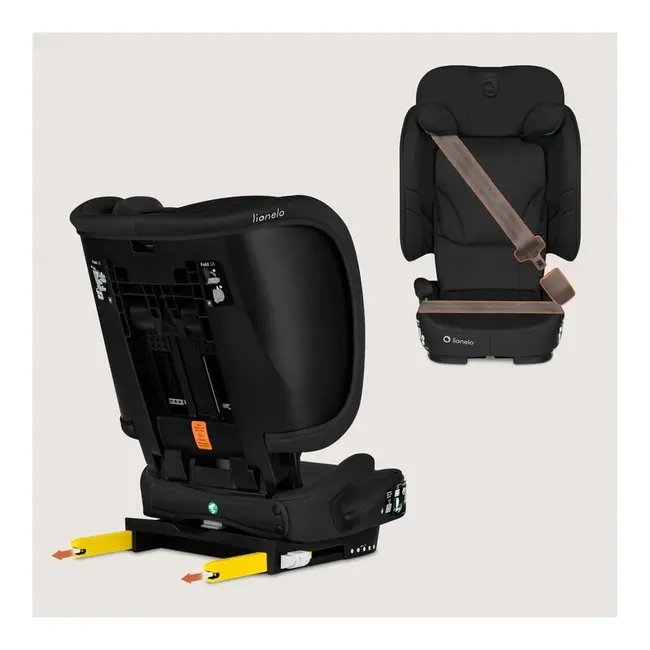 Scaun auto pliabil, Lionelo, Orin, i-Size, 100-150 cm, Tetiera reglabila in 14 pozitii, Spatar in 4 pozitii, Isofix+Top Tether, Sezut ergonomic, Husa transport, Suport sticla, Negru Carbon BYNLO-ORIN_I-SIZE_BLACK_CARBON