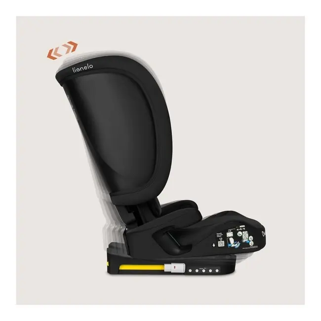 Scaun auto pliabil, Lionelo, Orin, i-Size, 100-150 cm, Tetiera reglabila in 14 pozitii, Spatar in 4 pozitii, Isofix+Top Tether, Sezut ergonomic, Husa transport, Suport sticla, Negru Carbon BYNLO-ORIN_I-SIZE_BLACK_CARBON