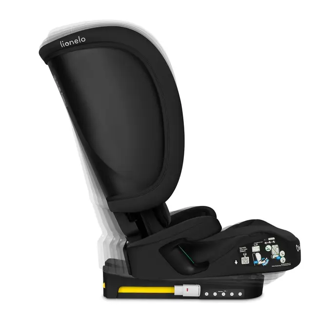 Scaun auto pliabil, Lionelo, Orin, i-Size, 100-150 cm, Tetiera reglabila in 14 pozitii, Spatar in 4 pozitii, Isofix+Top Tether, Sezut ergonomic, Husa transport, Suport sticla, Negru Carbon BYNLO-ORIN_I-SIZE_BLACK_CARBON