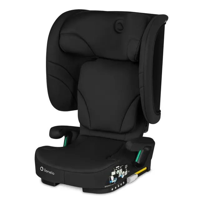 Scaun auto pliabil, Lionelo, Orin, i-Size, 100-150 cm, Tetiera reglabila in 14 pozitii, Spatar in 4 pozitii, Isofix+Top Tether, Sezut ergonomic, Husa transport, Suport sticla, Negru Carbon BYNLO-ORIN_I-SIZE_BLACK_CARBON