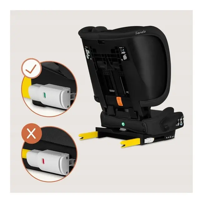 Scaun auto pliabil, Lionelo, Orin, i-Size, 100-150 cm, Tetiera reglabila in 14 pozitii, Spatar in 4 pozitii, Isofix+Top Tether, Sezut ergonomic, Husa transport, Suport sticla, Negru Carbon BYNLO-ORIN_I-SIZE_BLACK_CARBON