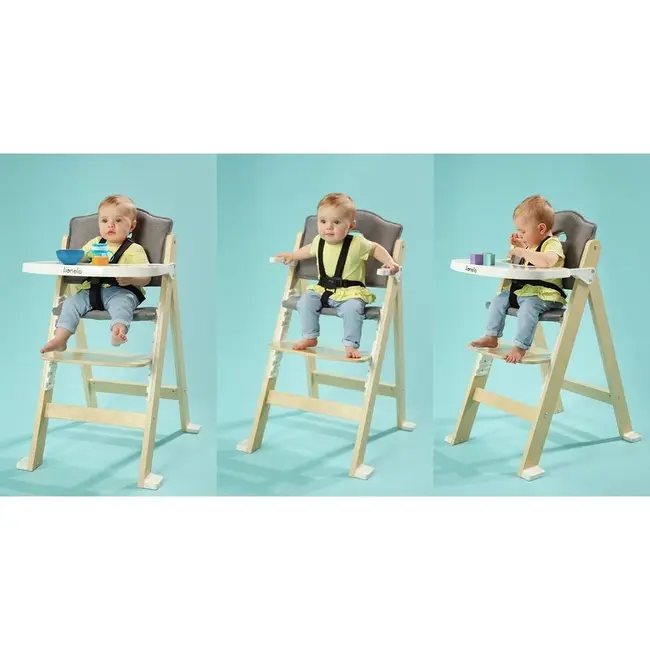 Scaun de masa, Lionelo, Floris, 3 in 1, Din Lemn, Transformabil, Reglabil pe inaltime in 4 pozitii, Suport picioare- 4 pozitii, 6 luni- 12 ani, Sustine 40 kg, Bej BYNLO-FLORIS_BEIGE_NATURAL