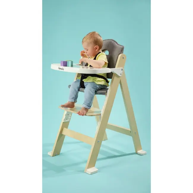 Scaun de masa, Lionelo, Floris, 3 in 1, Din Lemn, Transformabil, Reglabil pe inaltime in 4 pozitii, Suport picioare- 4 pozitii, 6 luni- 12 ani, Sustine 40 kg, Bej BYNLO-FLORIS_BEIGE_NATURAL