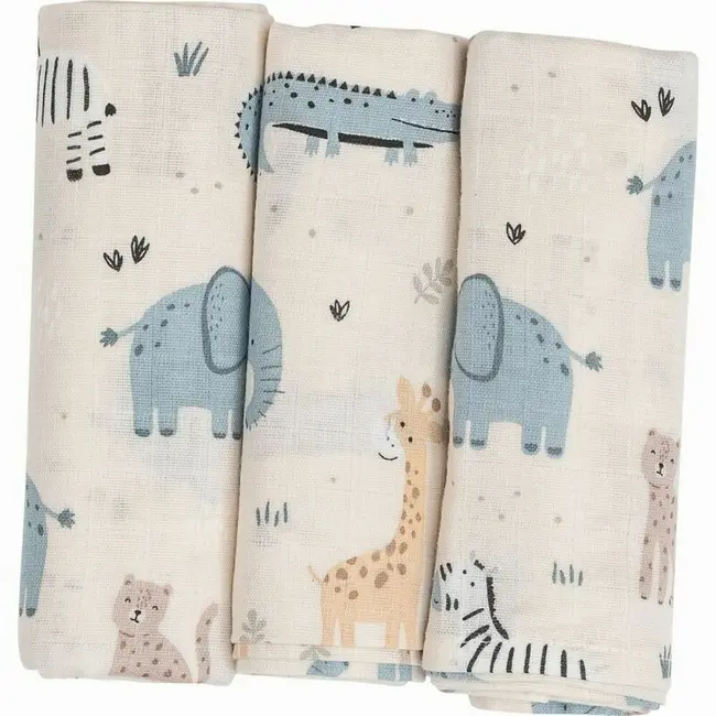 Set 3 scutece terta, Bubaba, Din bumbac, 80x80 cm, Beige Safari BYN87806