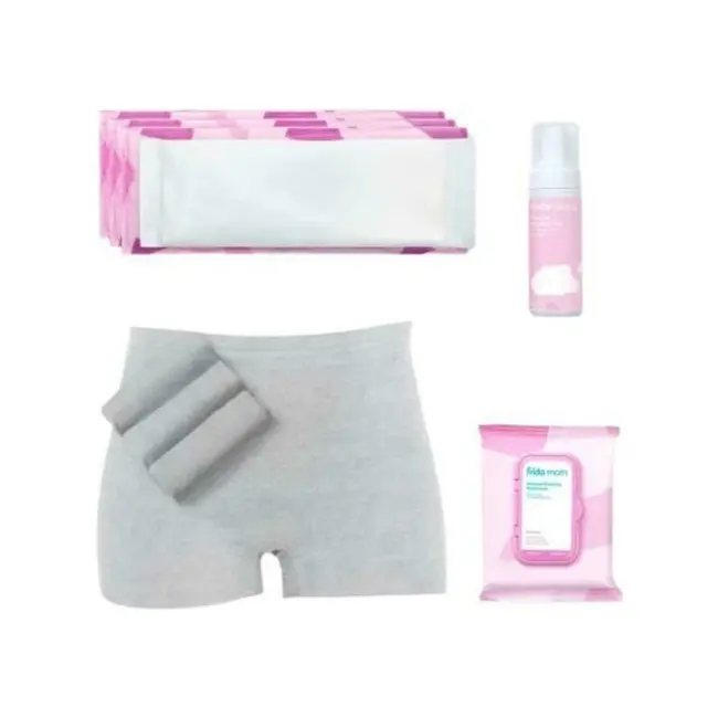 Set postnatal pentru maternitate, Frida Mom, Must Have, 4 bucati chiloti postpartum, 4 tampoane Ice Maxi, 24 tampoane racoritoare, Spuma pentru recuperare 150 ml, Sac depozitare, XS-XL BYNFRIPKGYRG