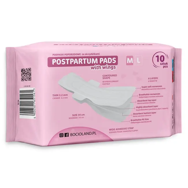 Tampoane absorbante postnatale, Bocioland, Ultra moi, 6 straturi, M, 10 buc BYNBL156