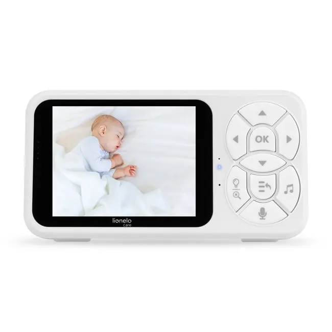 Video monitor, Lionelo, Babyline 3.4, Ecran LCD de 3.5 inch, Raza de actiune pana la 300 m, Conectare 4 camere, Autonomie 8 h, Lampa RGB incorporata, Cantece de leagan, Zoom 4X, Mod nocturn, Alb BYNLOC-BABYLINE_3.4