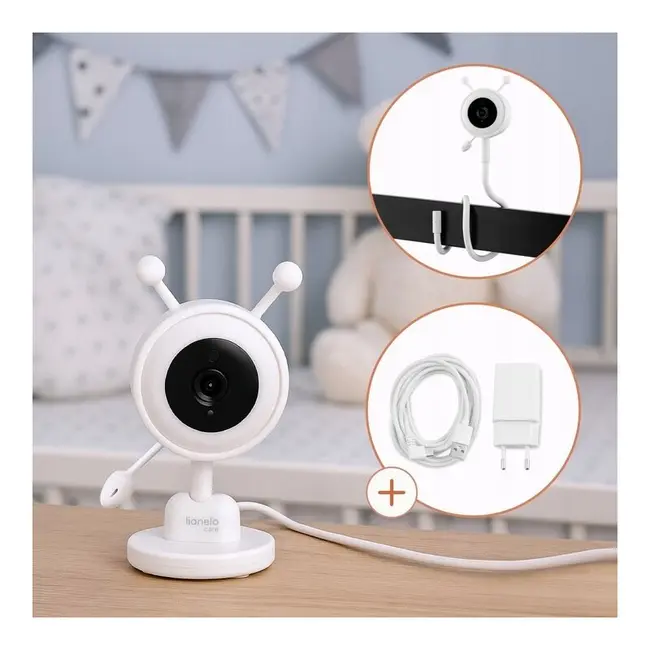 Video monitor, Lionelo, Babyline 3.4, Ecran LCD de 3.5 inch, Raza de actiune pana la 300 m, Conectare 4 camere, Autonomie 8 h, Lampa RGB incorporata, Cantece de leagan, Zoom 4X, Mod nocturn, Alb BYNLOC-BABYLINE_3.4