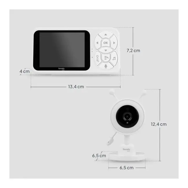 Video monitor, Lionelo, Babyline 3.4, Ecran LCD de 3.5 inch, Raza de actiune pana la 300 m, Conectare 4 camere, Autonomie 8 h, Lampa RGB incorporata, Cantece de leagan, Zoom 4X, Mod nocturn, Alb BYNLOC-BABYLINE_3.4
