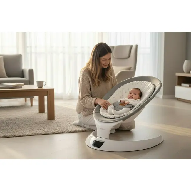 Balansoar electric, Jane, Moon, Cu 5 trepte de viteza, Timer, 12 melodii si 5 sunete ale naturii, Conform cu standardul european EN 12790:2023, Mist BYN8420421091616