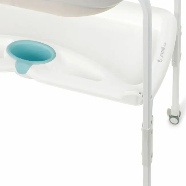 Cadita de baie cu suport, Jane, Flip, Cu 2 pozitii anatomice, Cu masuta de infasat, Cu tavita si compartimente pentru accesorii, Conform cu standardele europene EN 17072:2018EN 12221:2008+A1:2013, Sage BYN8420421094877