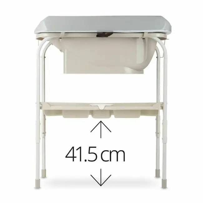 Cadita de baie cu suport, Jane, Flip, Cu 2 pozitii anatomice, Cu masuta de infasat, Cu tavita si compartimente pentru accesorii, Conform cu standardele europene EN 17072:2018EN 12221:2008+A1:2013, Sage BYN8420421094877