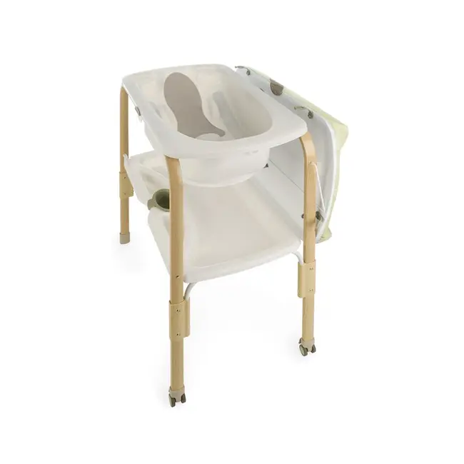 Cadita de baie cu suport, Jane, Flip, Cu 2 pozitii anatomice, Cu masuta de infasat, Cu tavita si compartimente pentru accesorii, Conform cu standardele europene EN 17072:2018EN 12221:2008+A1:2013, Sage BYN8420421094877