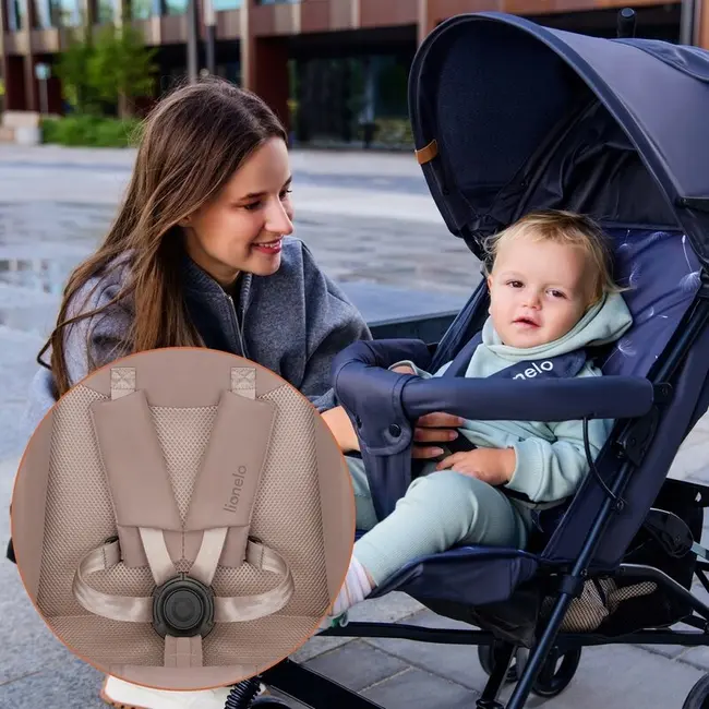 Carucior sport, Lionelo, Elia, Cu plasa de tantari, Suport de picioare reglabil, Spatar ajustabil in 4 pozitii, Capotina XXL, Pliere tip umbrela, Capacitate 15 kg, 6 luni+, EN 1888, Bej Taupe BYNLO-ELIA_BEIGE_TAUPE