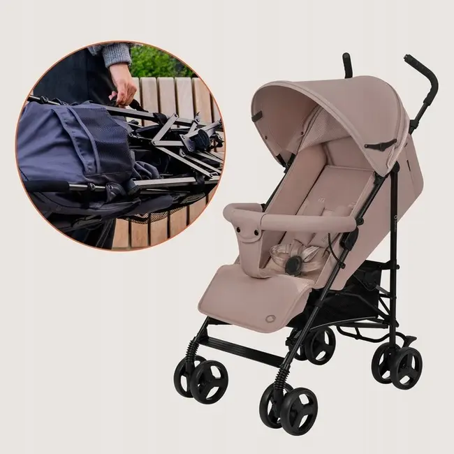 Carucior sport, Lionelo, Elia, Cu plasa de tantari, Suport de picioare reglabil, Spatar ajustabil in 4 pozitii, Capotina XXL, Pliere tip umbrela, Capacitate 15 kg, 6 luni+, EN 1888, Bej Taupe BYNLO-ELIA_BEIGE_TAUPE