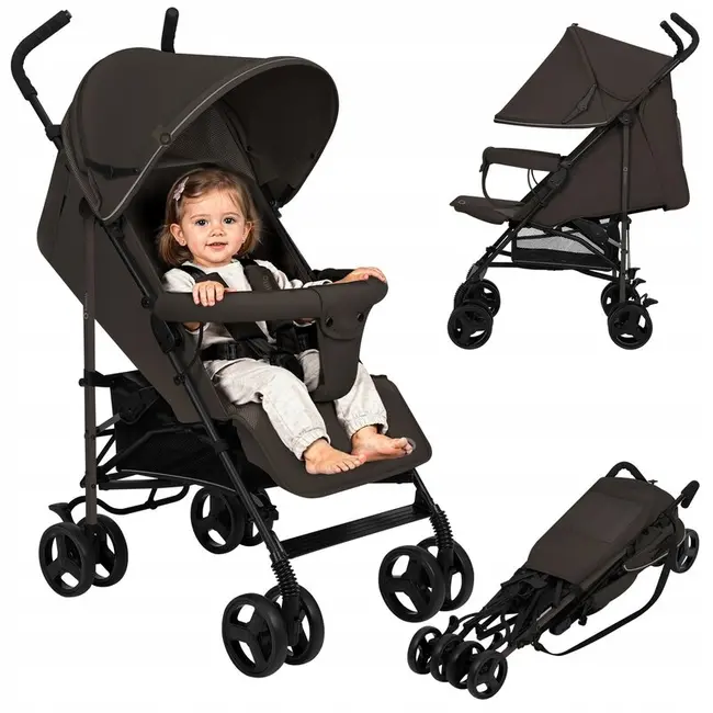 Carucior sport, Lionelo, Elia, Cu plasa de tantari, Suport de picioare reglabil, Spatar ajustabil in 4 pozitii, Capotina XXL, Pliere tip umbrela, Capacitate 15 kg, 6 luni+, EN 1888, Maro BYNLO-ELIA_BROWN_CHOCOLATE