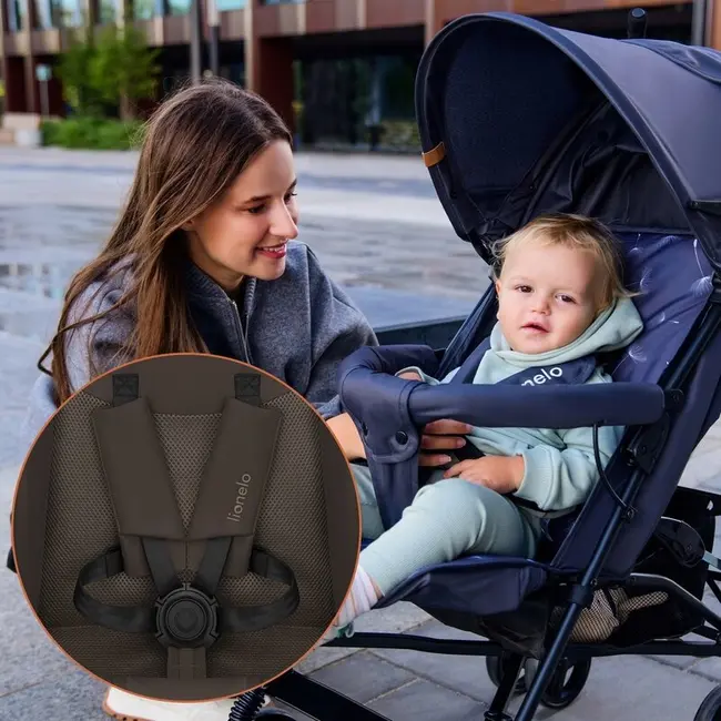 Carucior sport, Lionelo, Elia, Cu plasa de tantari, Suport de picioare reglabil, Spatar ajustabil in 4 pozitii, Capotina XXL, Pliere tip umbrela, Capacitate 15 kg, 6 luni+, EN 1888, Maro BYNLO-ELIA_BROWN_CHOCOLATE