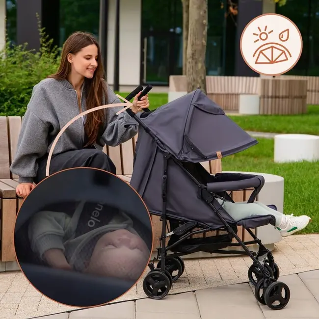 Carucior sport, Lionelo, Elia, Cu plasa de tantari, Suport de picioare reglabil, Spatar ajustabil in 4 pozitii, Capotina XXL, Pliere tip umbrela, Capacitate 15 kg, 6 luni+, EN 1888, Verde grafit BYNLO-ELIA_GREEN_GRAPHITE