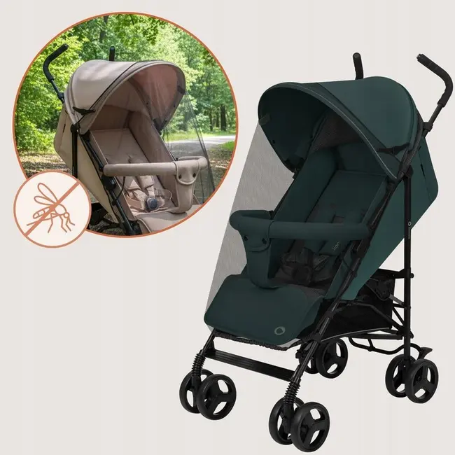 Carucior sport, Lionelo, Elia, Cu plasa de tantari, Suport de picioare reglabil, Spatar ajustabil in 4 pozitii, Capotina XXL, Pliere tip umbrela, Capacitate 15 kg, 6 luni+, EN 1888, Verde grafit BYNLO-ELIA_GREEN_GRAPHITE