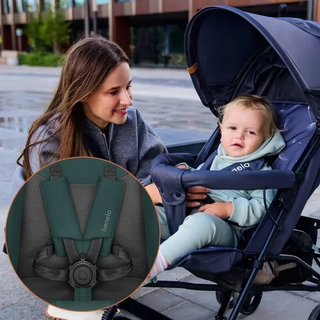 Carucior sport, Lionelo, Elia, Cu plasa de tantari, Suport de picioare reglabil, Spatar ajustabil in 4 pozitii, Capotina XXL, Pliere tip umbrela, Capacitate 15 kg, 6 luni+, EN 1888, Verde grafit BYNLO-ELIA_GREEN_GRAPHITE