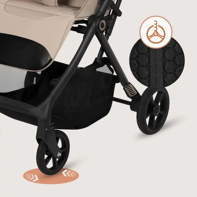 Carucior sport, Lionelo, Tansi, Pliere automata, Ultracompact, Manevrare cu o mana, Roti cu tehnologie GravelTech, Spatar si suport picioare reglabile, 6-48 luni, Sustine 22 kg, Bej BYNLO-TANSI_BEIGE_SAND