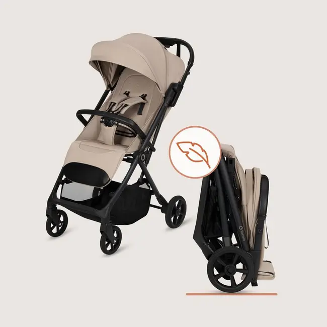 Carucior sport, Lionelo, Tansi, Pliere automata, Ultracompact, Manevrare cu o mana, Roti cu tehnologie GravelTech, Spatar si suport picioare reglabile, 6-48 luni, Sustine 22 kg, Bej BYNLO-TANSI_BEIGE_SAND