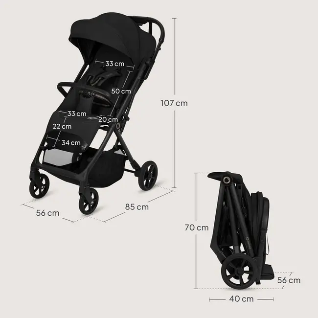 Carucior sport, Lionelo, Tansi, Pliere automata, Ultracompact, Manevrare cu o mana, Roti cu tehnologie GravelTech, Spatar si suport picioare reglabile, 6-48 luni, Sustine 22 kg, Negru BYNLO-TANSI_BLACK_ONYX