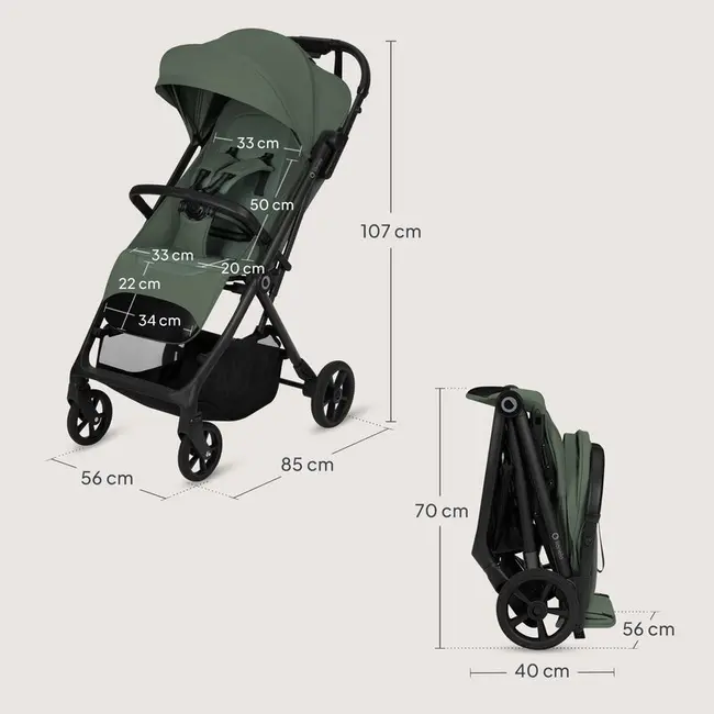 Carucior sport, Lionelo, Tansi, Pliere automata, Ultracompact, Manevrare cu o mana, Roti cu tehnologie GravelTech, Spatar si suport picioare reglabile, 6-48 luni, Sustine 22 kg, Verde BYNLO-TANSI_GREEN_EMERALD