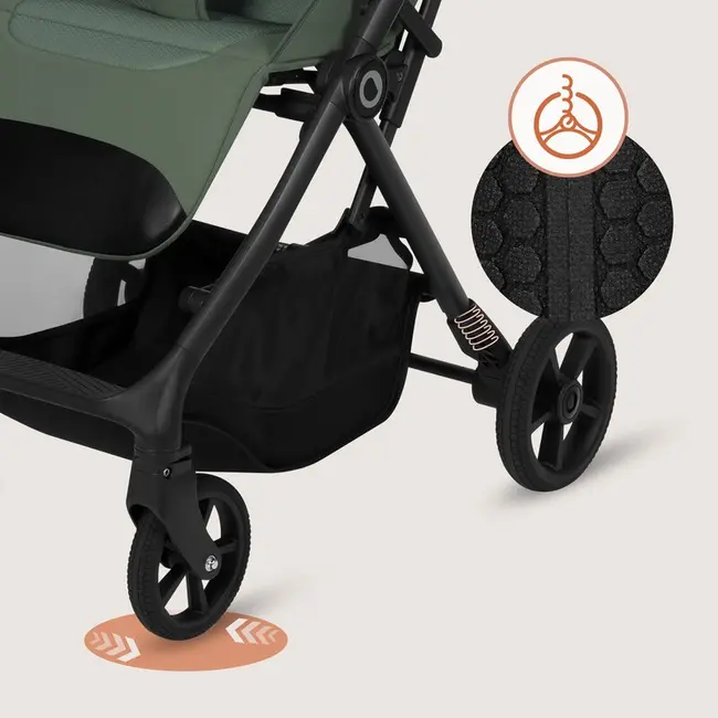 Carucior sport, Lionelo, Tansi, Pliere automata, Ultracompact, Manevrare cu o mana, Roti cu tehnologie GravelTech, Spatar si suport picioare reglabile, 6-48 luni, Sustine 22 kg, Verde BYNLO-TANSI_GREEN_EMERALD