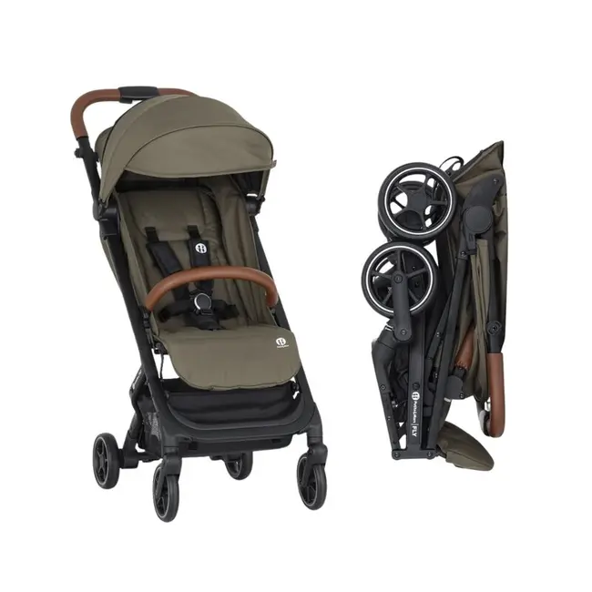 Carucior sport, Petite&Mars, Fly, Pliere compacta, Spatar reglabil pana la pozitie de somn, Suport picioare reglabil, Copertina extensibila cu protectie UPF40+, Suport pahar inclus, Pana la 22 kg, 0 luni+, Verde BYN554841