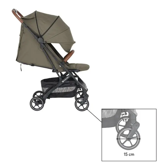 Carucior sport, Petite&Mars, Fly, Pliere compacta, Spatar reglabil pana la pozitie de somn, Suport picioare reglabil, Copertina extensibila cu protectie UPF40+, Suport pahar inclus, Pana la 22 kg, 0 luni+, Verde BYN554841