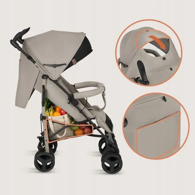 Carucior sport compact, Lionelo, Irma, Spatar ajustabil in 4 pozitii, Suport picioare reglabil, Manere rotative, Pliere tip umbrela, 6- 36 luni, Pana la 15 kg, Conform cu EN1888-1:2018, Bej BYNLO-IRMA_BEIGE_SAND