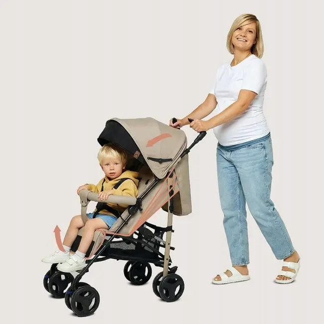 Carucior sport compact, Lionelo, Irma, Spatar ajustabil in 4 pozitii, Suport picioare reglabil, Manere rotative, Pliere tip umbrela, 6- 36 luni, Pana la 15 kg, Conform cu EN1888-1:2018, Bej BYNLO-IRMA_BEIGE_SAND
