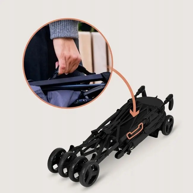 Carucior sport compact, Lionelo, Irma, Spatar ajustabil in 4 pozitii, Suport picioare reglabil, Manere rotative, Pliere tip umbrela, 6- 36 luni, Pana la 15 kg, Conform cu EN1888-1:2018, Negru Onyx BYNLO-IRMA_BLACK_ONYX
