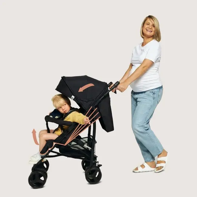 Carucior sport compact, Lionelo, Irma, Spatar ajustabil in 4 pozitii, Suport picioare reglabil, Manere rotative, Pliere tip umbrela, 6- 36 luni, Pana la 15 kg, Conform cu EN1888-1:2018, Negru Onyx BYNLO-IRMA_BLACK_ONYX