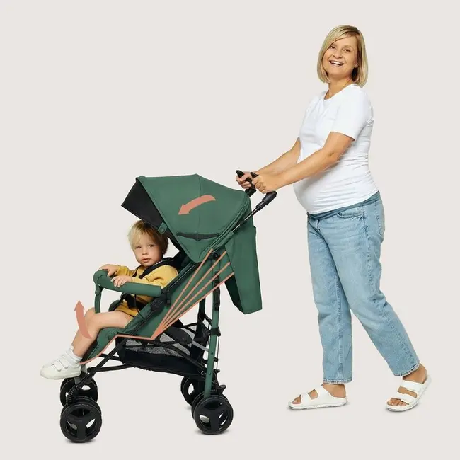 Carucior sport compact, Lionelo, Irma, Spatar ajustabil in 4 pozitii, Suport picioare reglabil, Manere rotative, Pliere tip umbrela, 6- 36 luni, Pana la 15 kg, Conform cu EN1888-1:2018, Verde smarald BYNLO-IRMA_GREEN_EMERALD