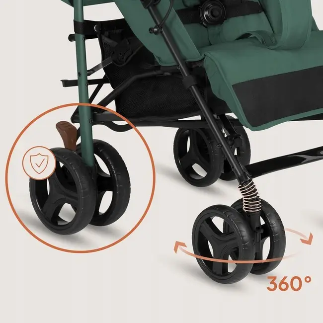 Carucior sport compact, Lionelo, Irma, Spatar ajustabil in 4 pozitii, Suport picioare reglabil, Manere rotative, Pliere tip umbrela, 6- 36 luni, Pana la 15 kg, Conform cu EN1888-1:2018, Verde smarald BYNLO-IRMA_GREEN_EMERALD