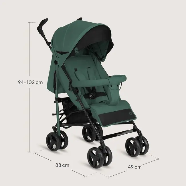 Carucior sport compact, Lionelo, Irma, Spatar ajustabil in 4 pozitii, Suport picioare reglabil, Manere rotative, Pliere tip umbrela, 6- 36 luni, Pana la 15 kg, Conform cu EN1888-1:2018, Verde smarald BYNLO-IRMA_GREEN_EMERALD