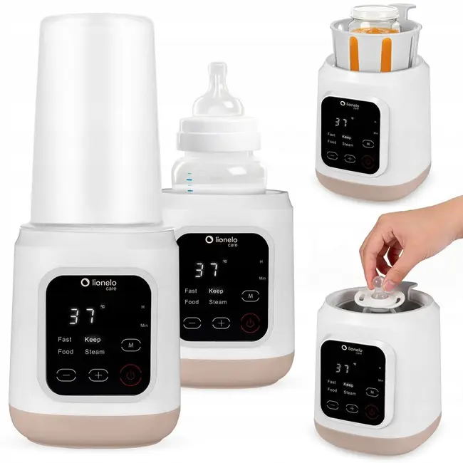 Incalzitor biberoane, Lionelo, ThermUp 3.0, 6 in 1, Incalzire, Decongelare, Sterilizare, Mentinerea temperaturii, 400 W, 35-100&deg;C, Panou de comanda tactil, Fara BPA, Oprire automata, Placa de incalzire din teflon, Alb BYNLOC-THERMUP_3.0