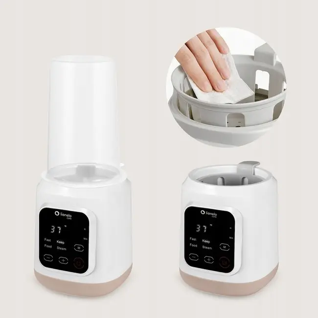 Incalzitor biberoane, Lionelo, ThermUp 3.0, 6 in 1, Incalzire, Decongelare, Sterilizare, Mentinerea temperaturii, 400 W, 35-100&deg;C, Panou de comanda tactil, Fara BPA, Oprire automata, Placa de incalzire din teflon, Alb BYNLOC-THERMUP_3.0