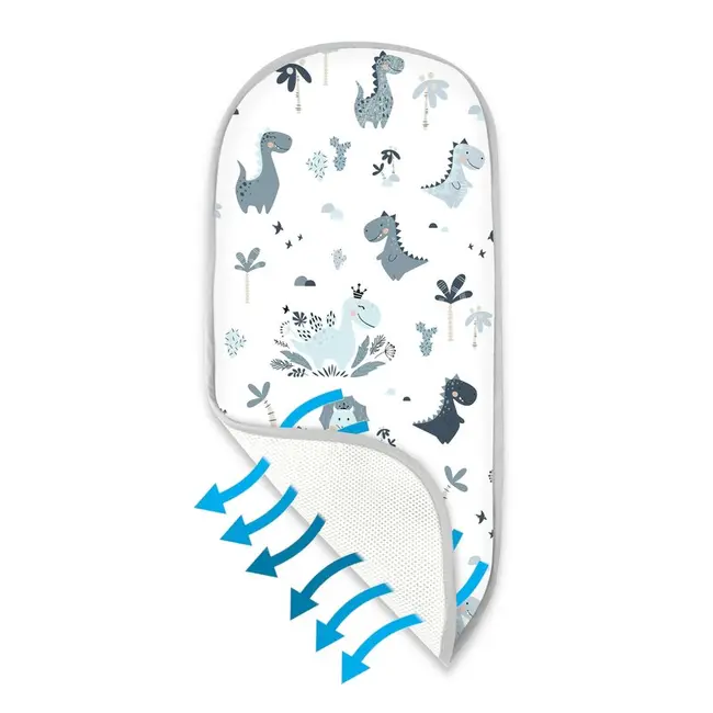 Insertie landou anti-transpiratie, MimiNu, Din plasa 3D, Materiale certificate Oeko Tex Standard 100, Dino Granat BYN6426972031929