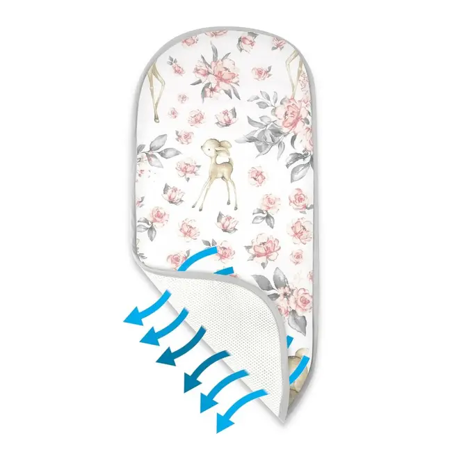 Insertie landou anti-transpiratie, MimiNu, Din plasa 3D, Materiale certificate Oeko Tex Standard 100, Sweet Deer Pink BYN6426972031899