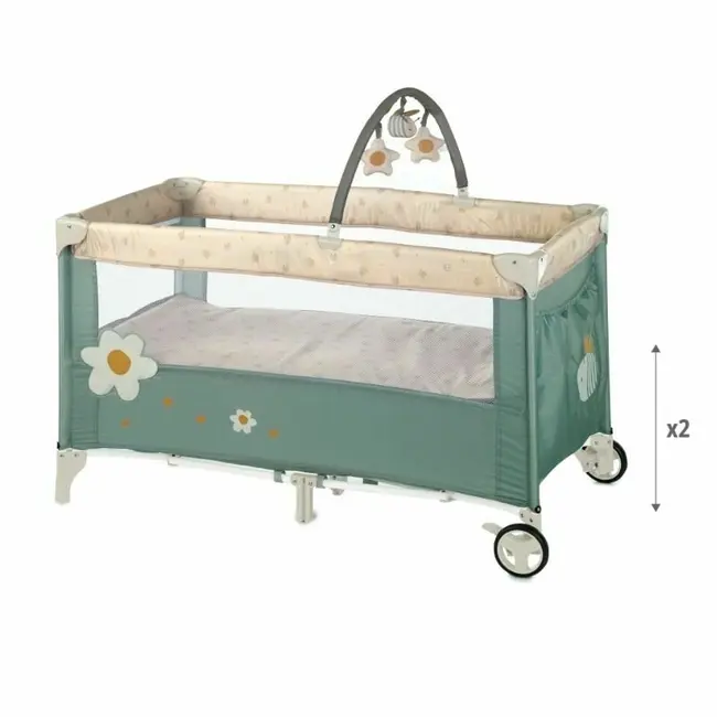 Patut pliant, Jane, Duo Level, Cu roti, Cu arcada cu jucarii, Geanta de transport, Cu doua nivele, Conform standardelor europene EN 716-1:2017+AC:2019EN 16890:2017 + A1:2021, Mist BYN8420421092989