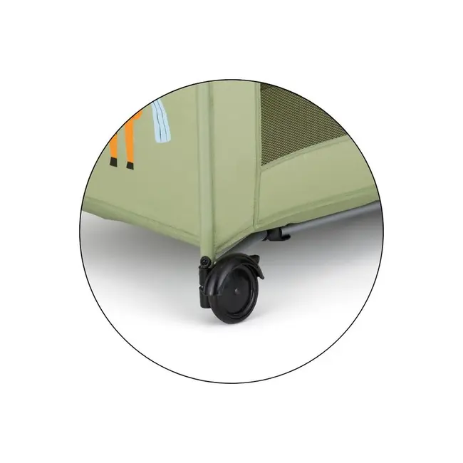 Patut pliant, Petite&Mars, Koot, 120 x 60 cm, Cu roti, Functie de tarc, Pliere compacta, Include geanta de transport, Intrare laterala cu fermoar, Pereti din plasa, Pana la 15 kg, 0-30 luni, Boho BYN921484