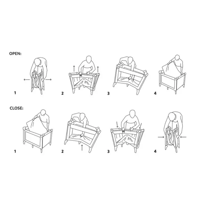 Patut pliant, Petite&Mars, Nyja, 120 x 60 cm, Cu roti, Functie de tarc, Pliere compacta, Include geanta de transport, Intrare laterala cu fermoar, Pereti din plasa, Pana la 15 kg, 0-30 luni, Gri BYN923486