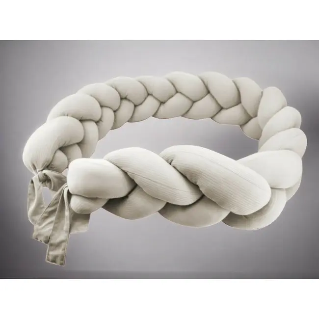 Protectie laterala, MimiNu, Pentru patut, Tip Bumper impletit, Din bumbac interlock, 240 cm, Soft Beige BYN6426972031974