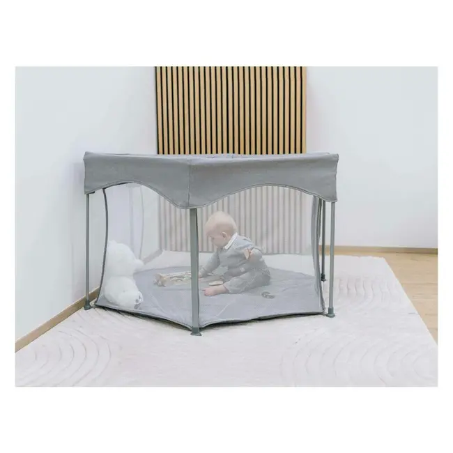 Tarc de joaca, FreeON, Hexagon, Pliabil, Intrare cu fermoar, Cu geanta de transport, 117 x 74 cm, Grey BYN88353