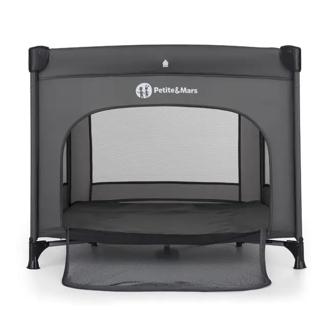 Tarc pliant, Petite&Mars, Nook, 90 x 90 cm, Pliere compacta, Include geanta de transport, Intrare laterala, Pereti din plasa, Structura stabila, Pana la 15 kg, 0 luni+, Gri BYN919488