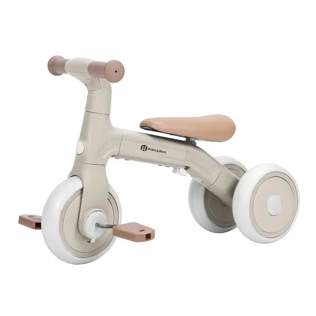 Bicicleta/tricicleta, Petite&Mars, 3 in 1, Multifunctionala, Cu/fara pedale, Ghidon directionabil, Sa reglabila pe inaltime, 2.3 kg, Pana la 25 kg, 12-36 luni, Bej BYN614929